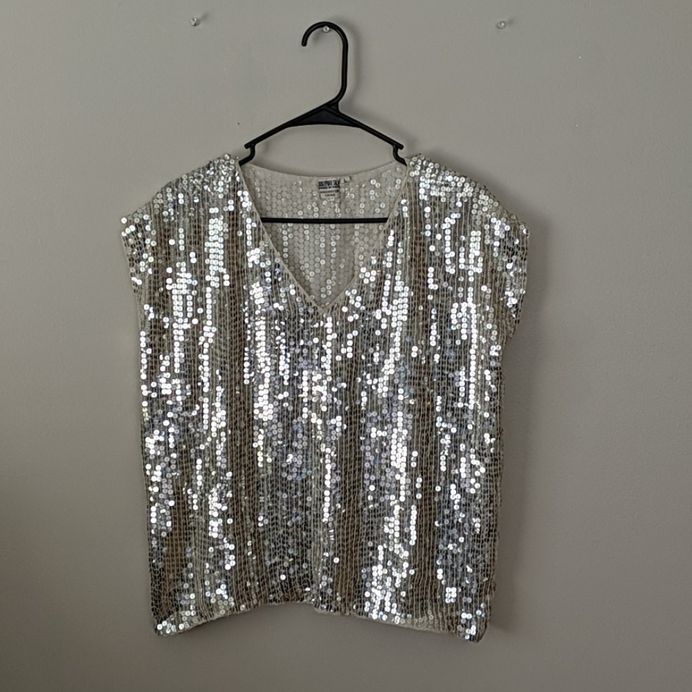 Silver Sequin Top